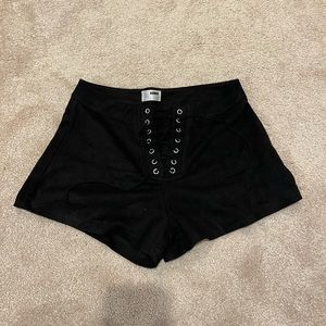 Tiger Mist Black Suede Lace Up Shorts